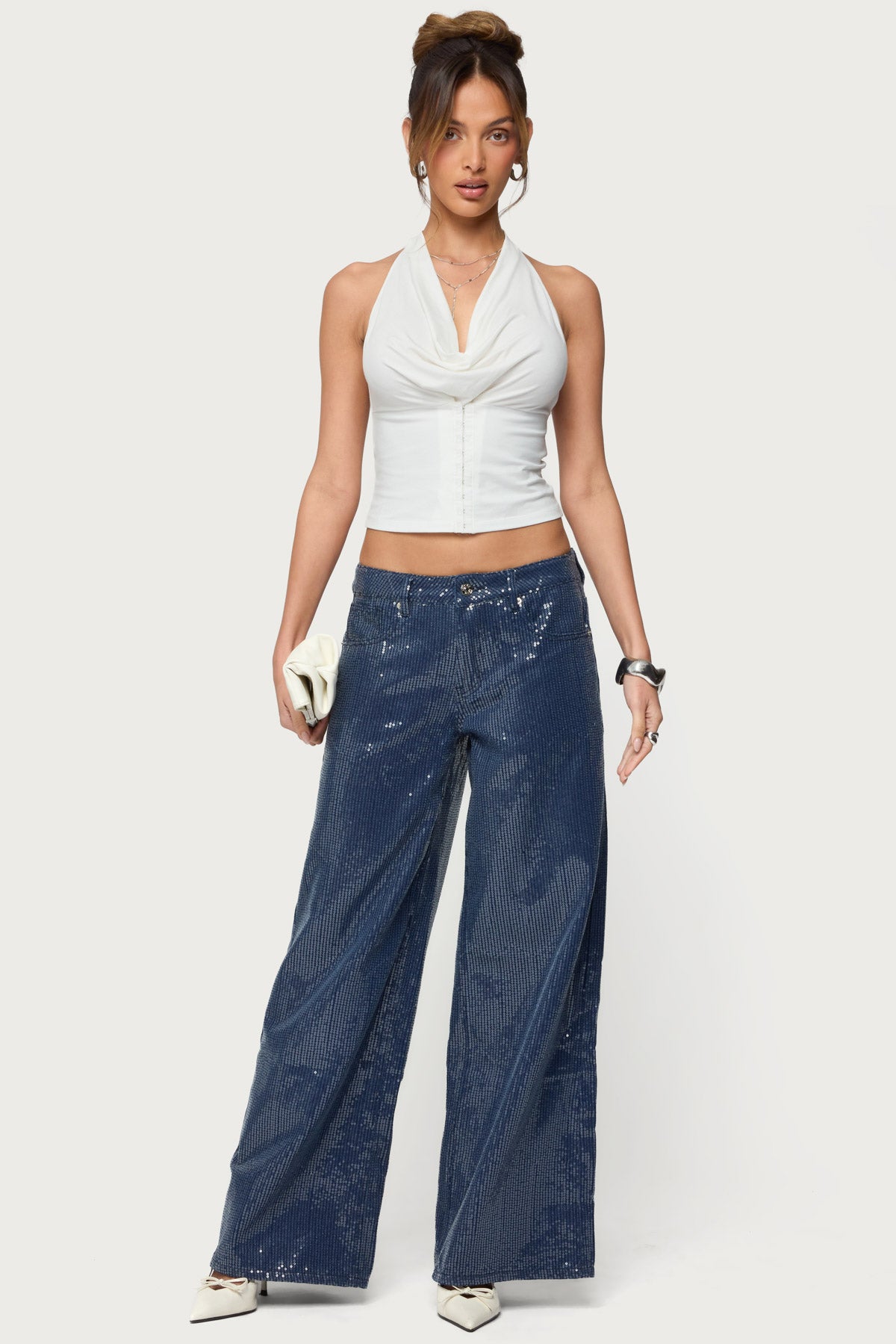 Mirella Sequin Low Rise Baggy Jeans - Image 5
