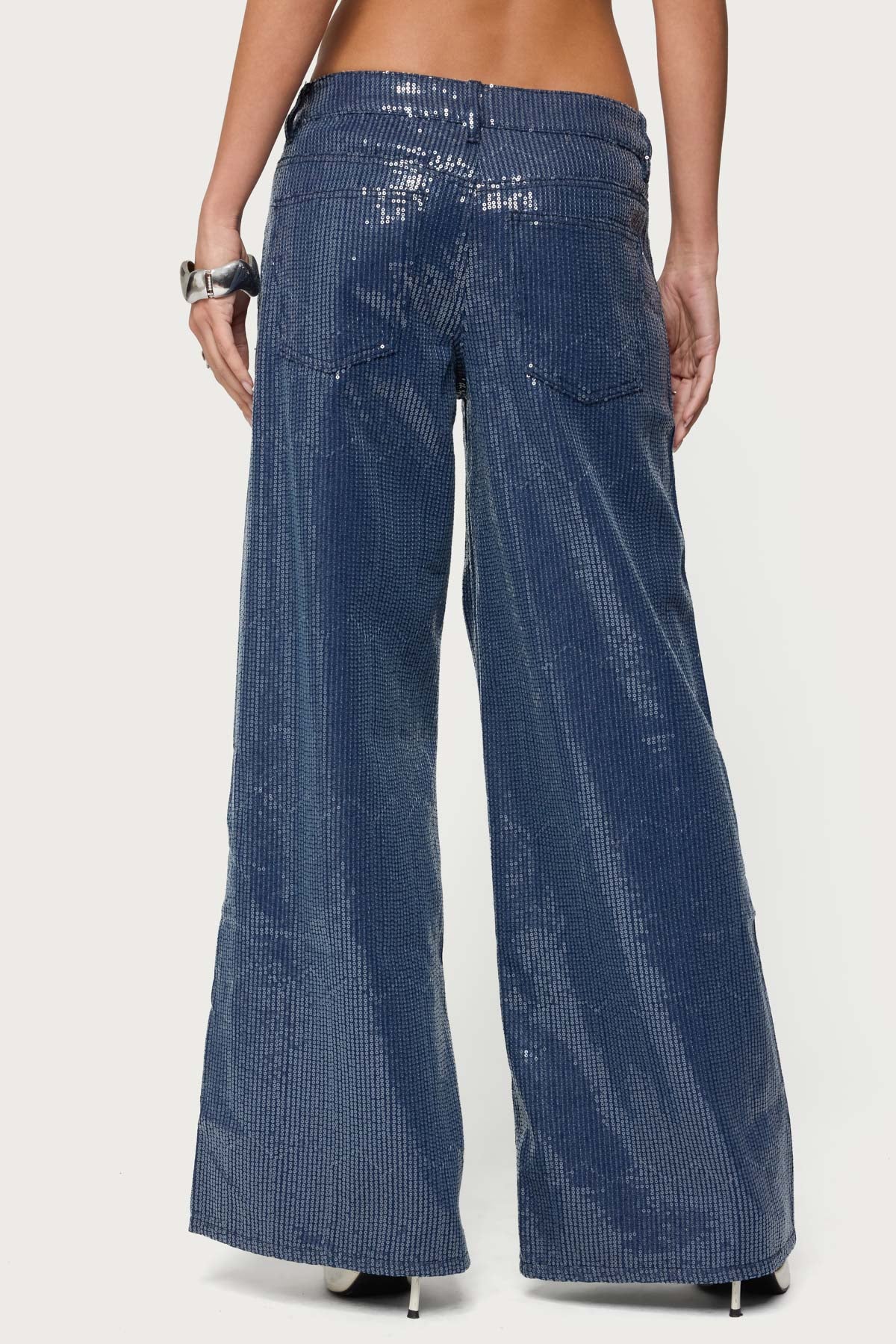 Mirella Sequin Low Rise Baggy Jeans - Image 4