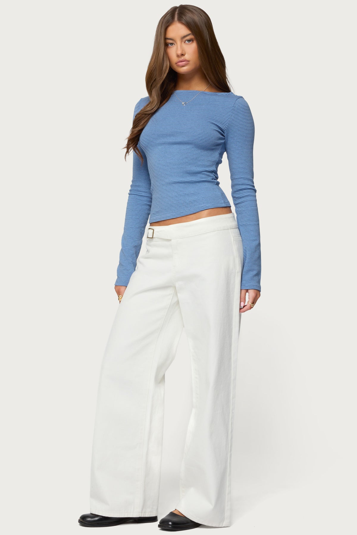 Loria Striped Boat Neck Top - Image 4