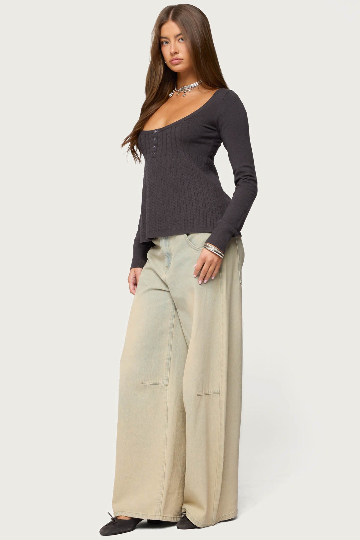 Jaylah Cable Knit Babydoll Top - Image 4