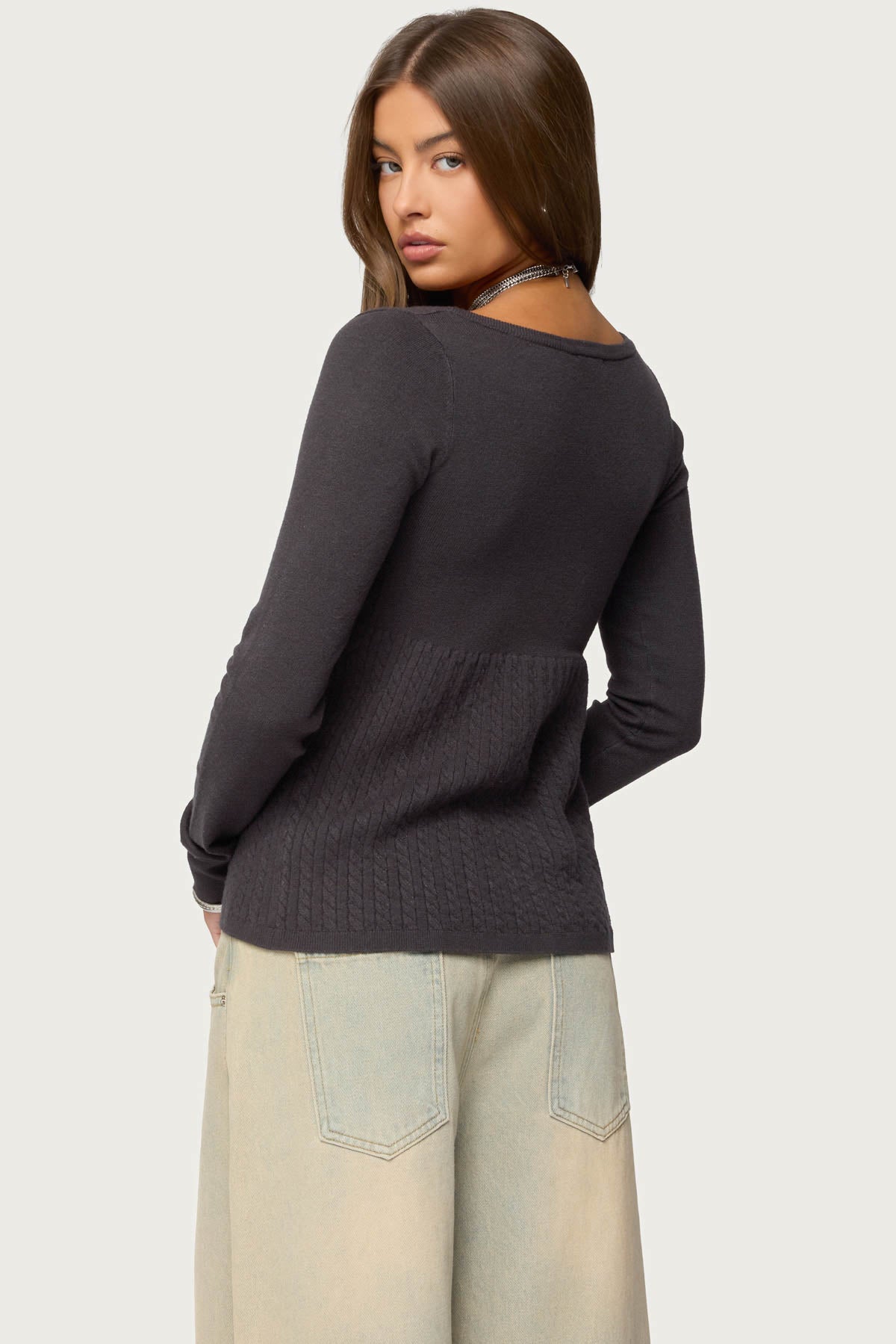 Jaylah Cable Knit Babydoll Top - Image 5