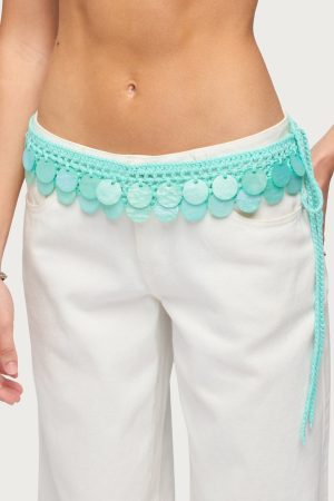 Iridescent Disk Crochet Tie Belt