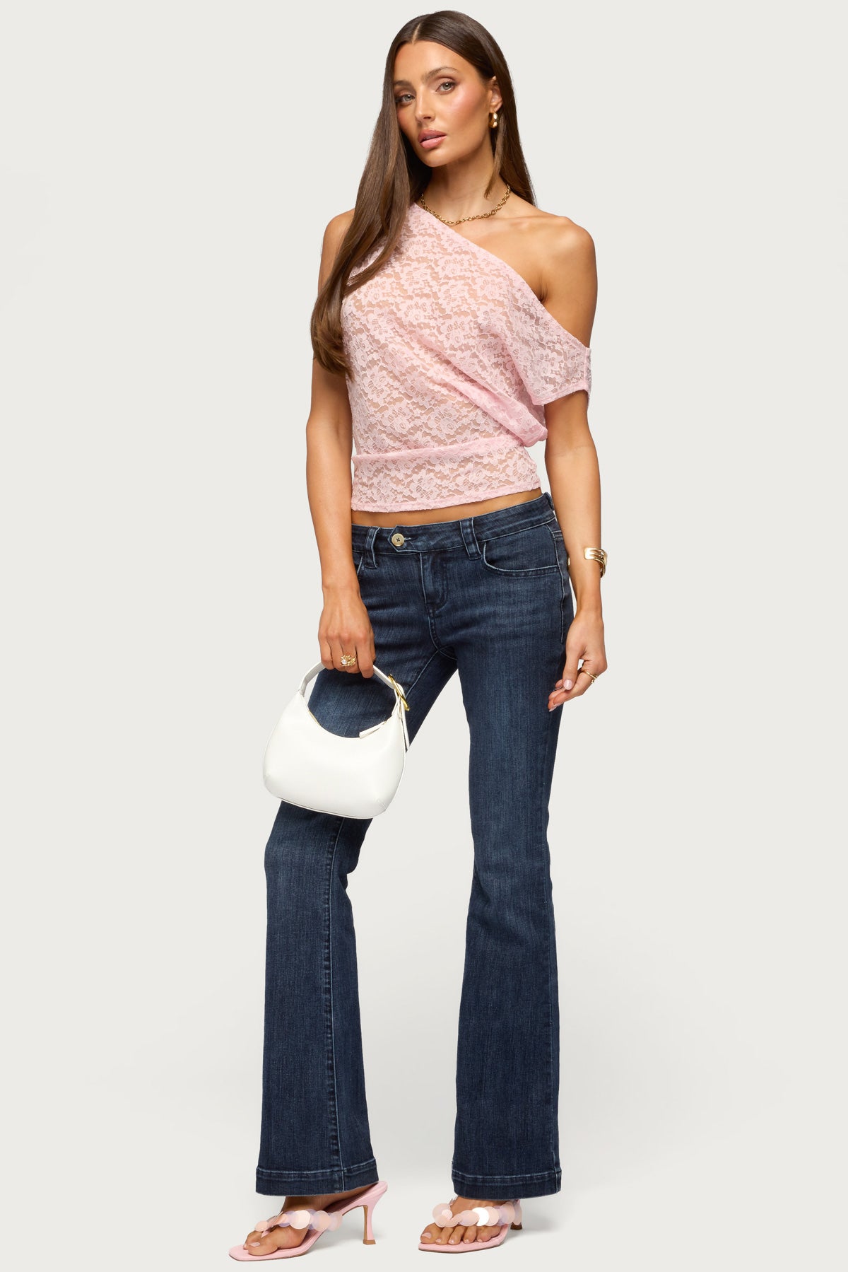 Kessa Sheer Lace Off Shoulder Top - Image 2
