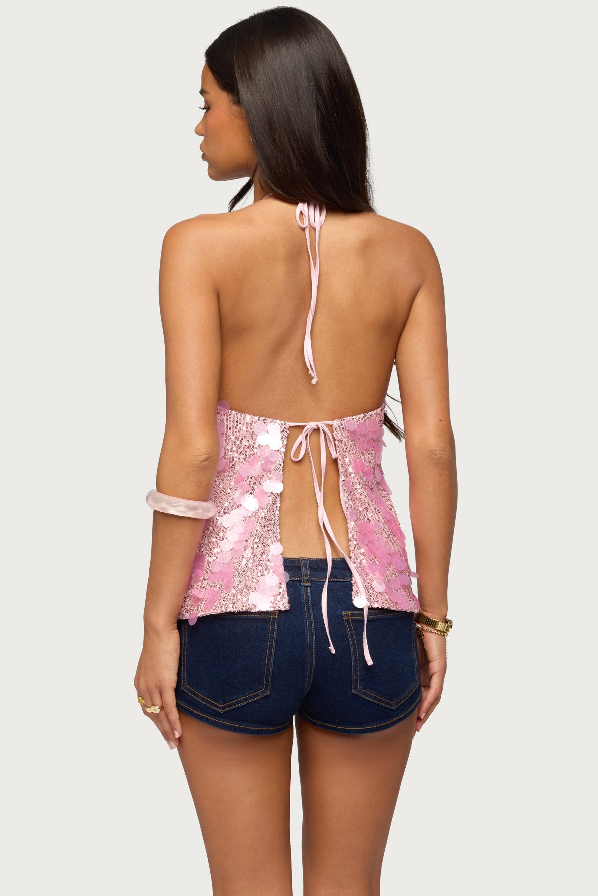Ellorie Backless Sequin Halter Top - Image 5