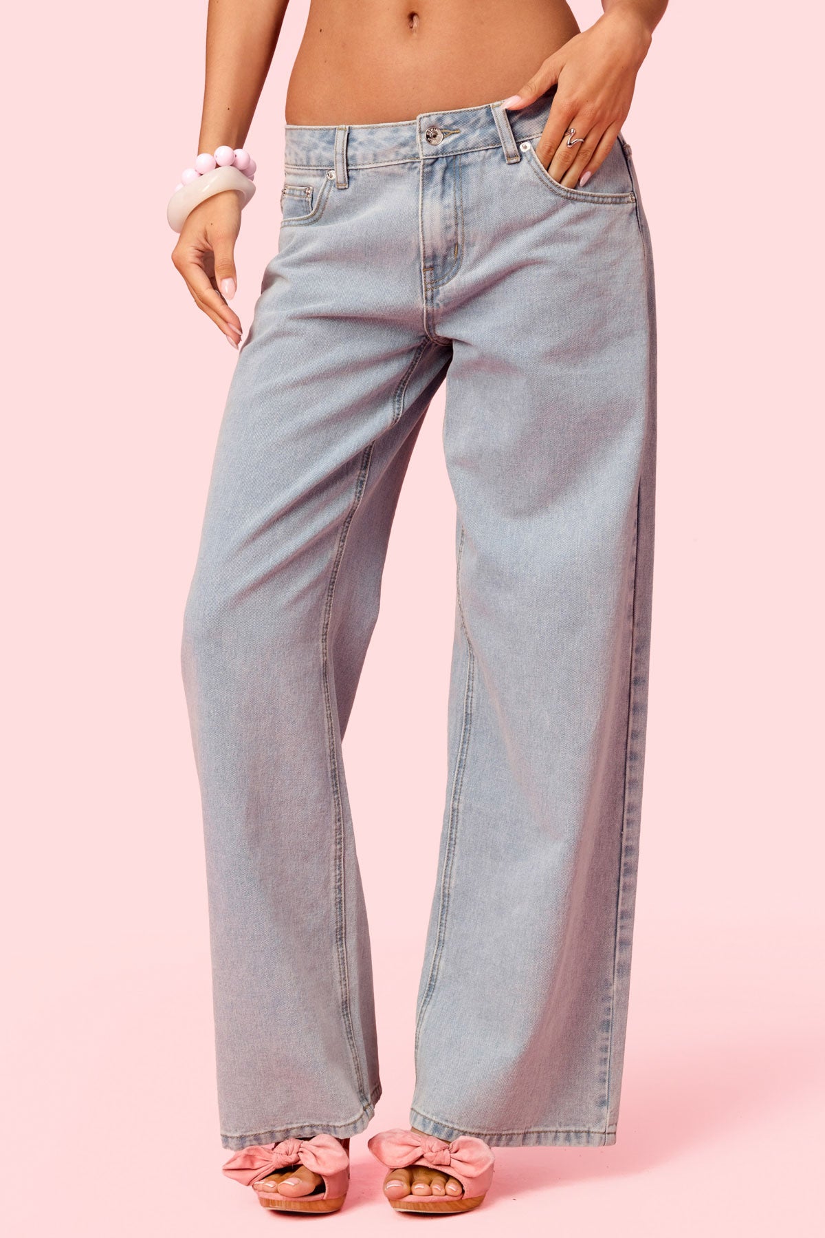 Embroidered Barbie™ Low Rise Baggy Jeans - Image 3