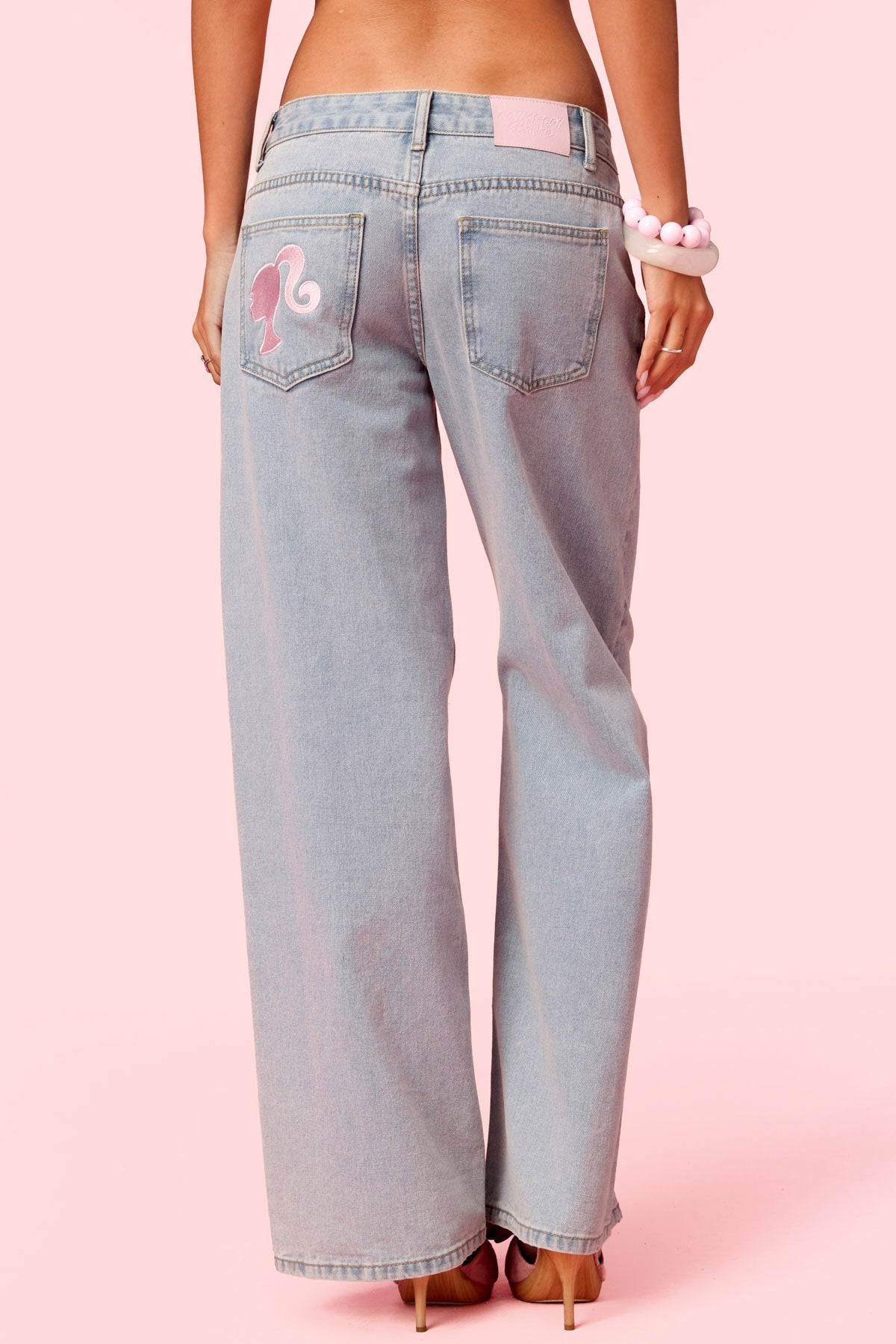 Embroidered Barbie™ Low Rise Baggy Jeans - Image 2