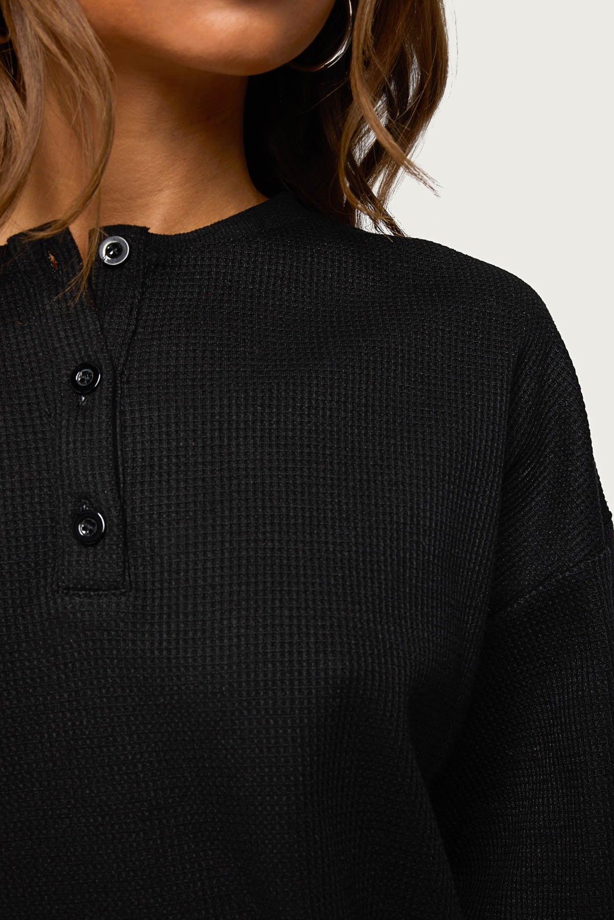 Baila Waffle Henley Top - Image 3