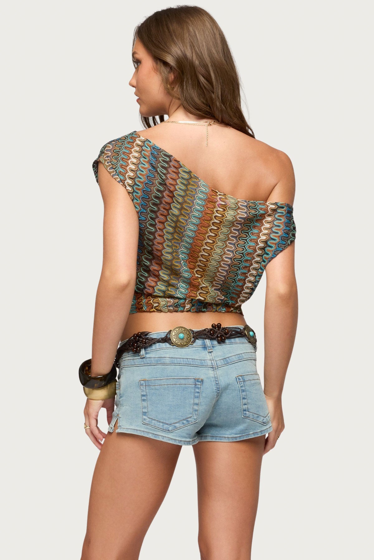 Taniya Off Shoulder Zigzag Crochet Top - Image 6