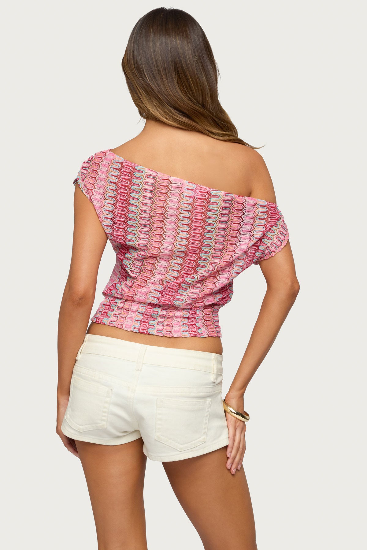 Taniya Off Shoulder Zigzag Crochet Top - Image 5