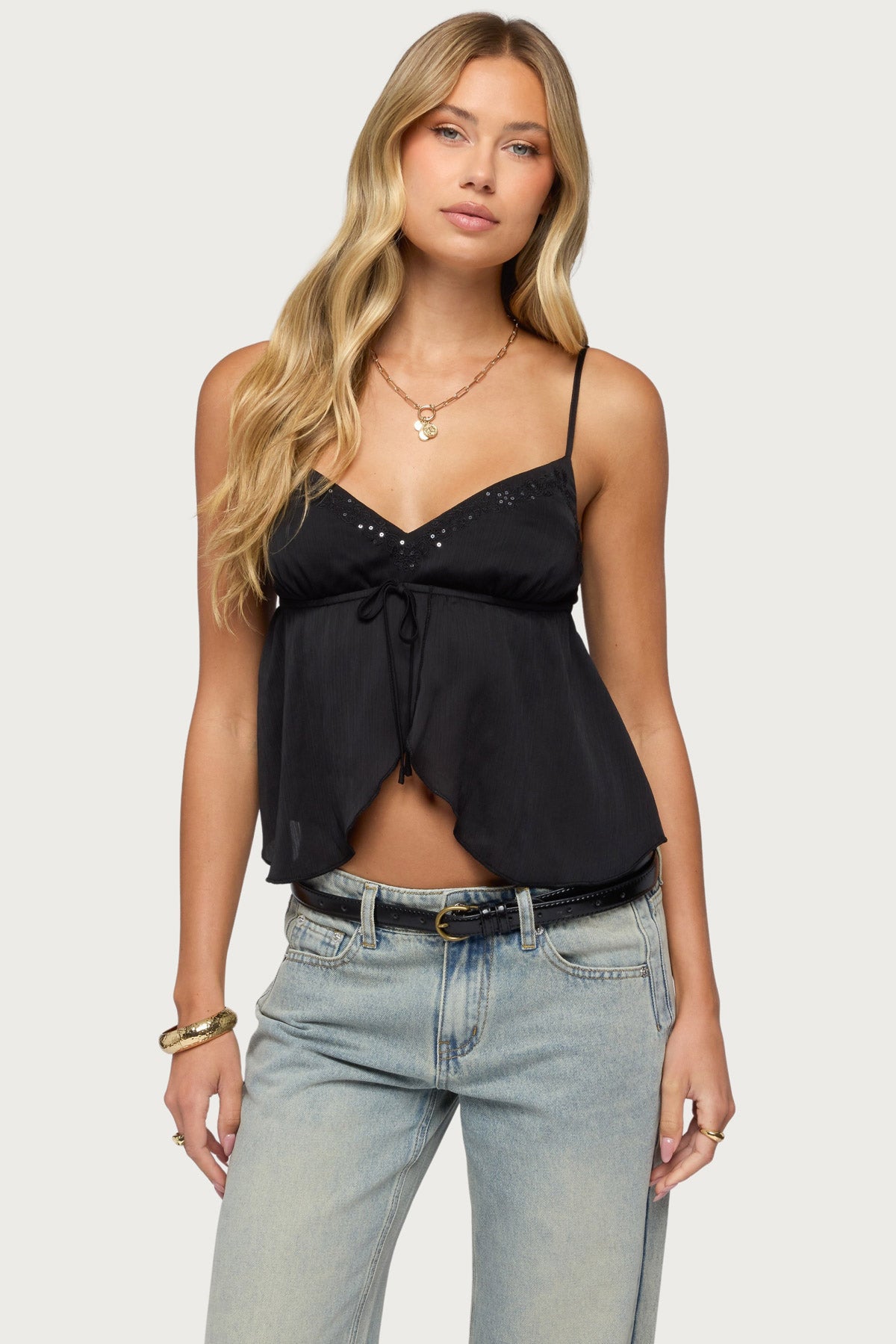 Liby Spilt Front Babydoll Top