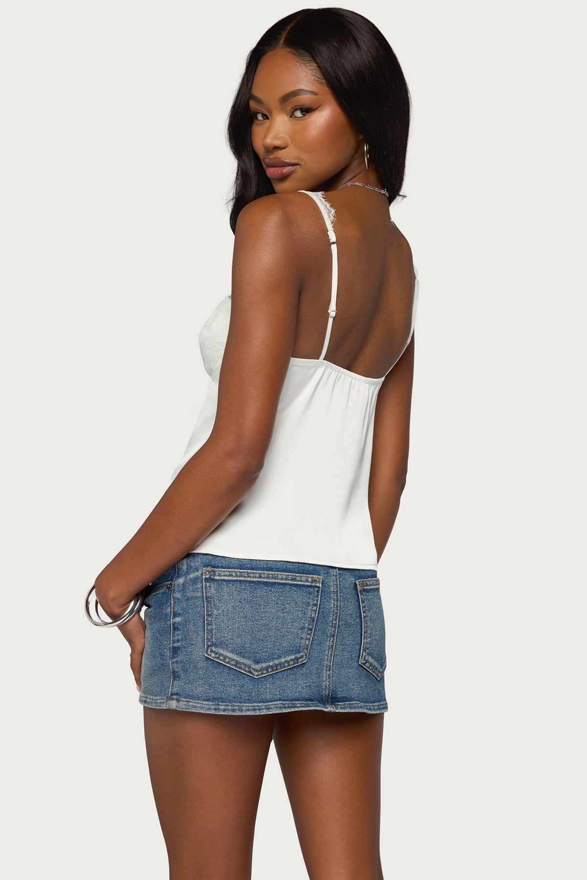 Vikkey Lacey Satin Effect Tank Top - Image 5