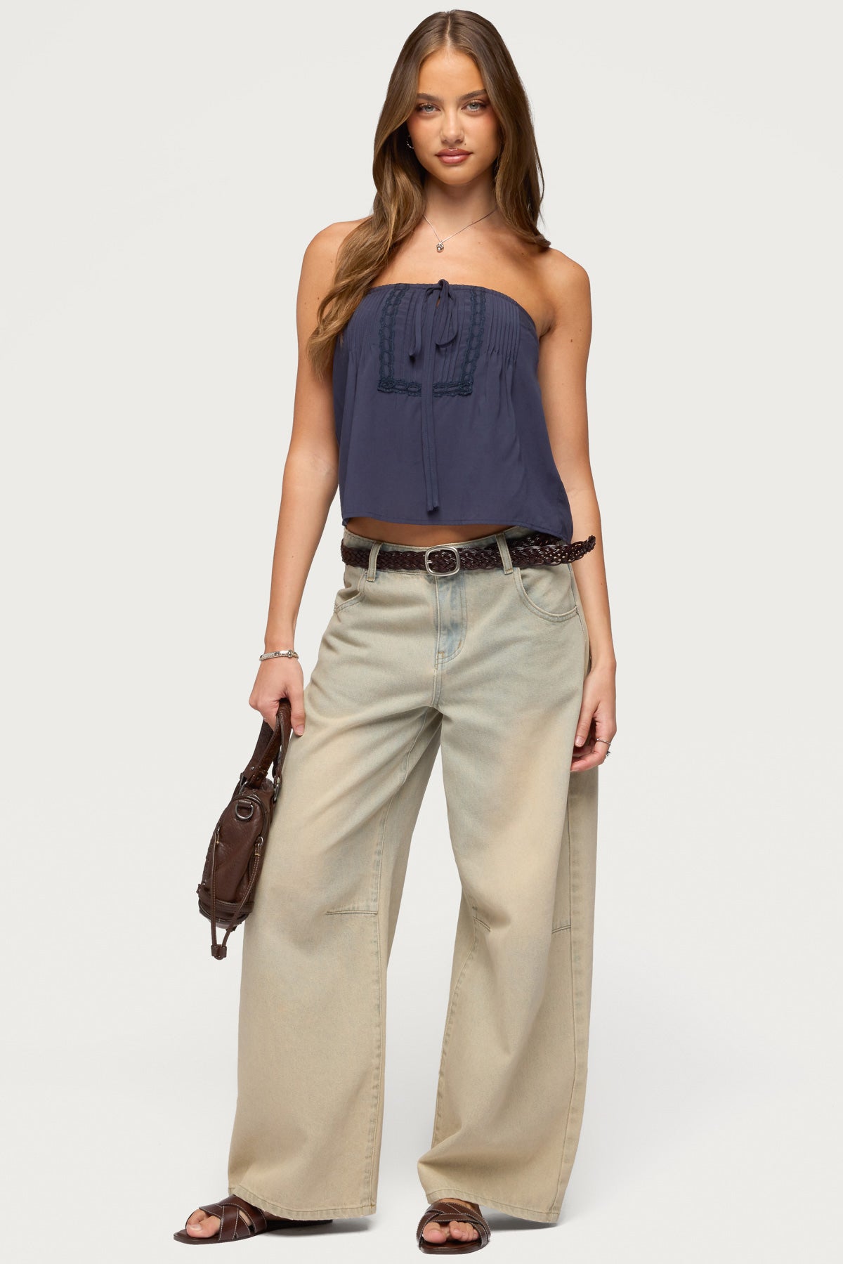 Joycee Tie Front Strapless Top - Image 2
