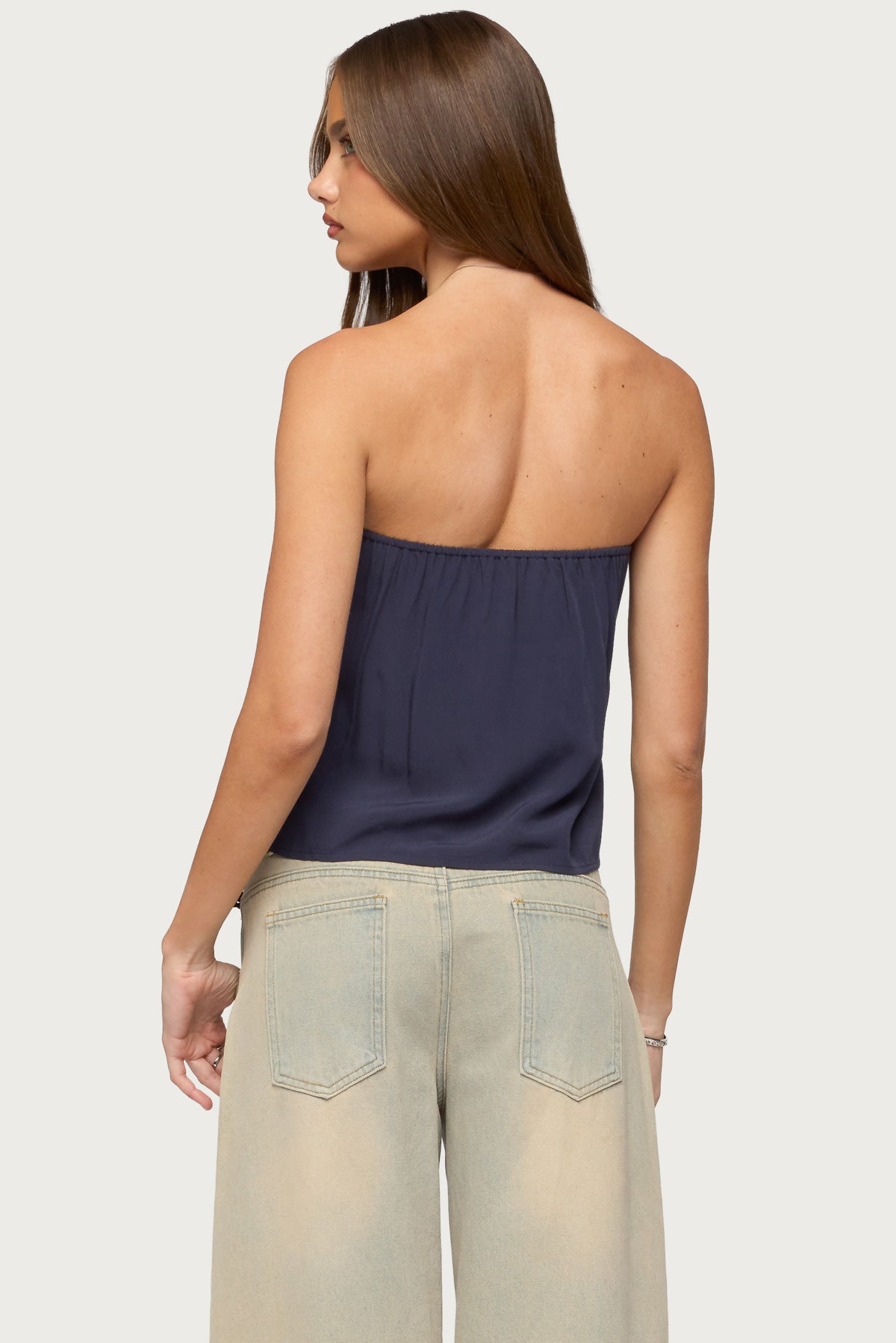 Joycee Tie Front Strapless Top - Image 5
