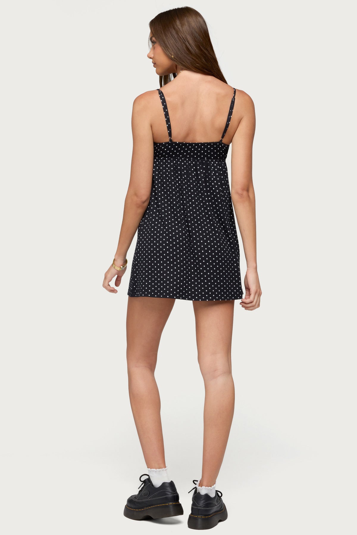 Reigna Lacey Polka Dot Mini Dress - Image 4