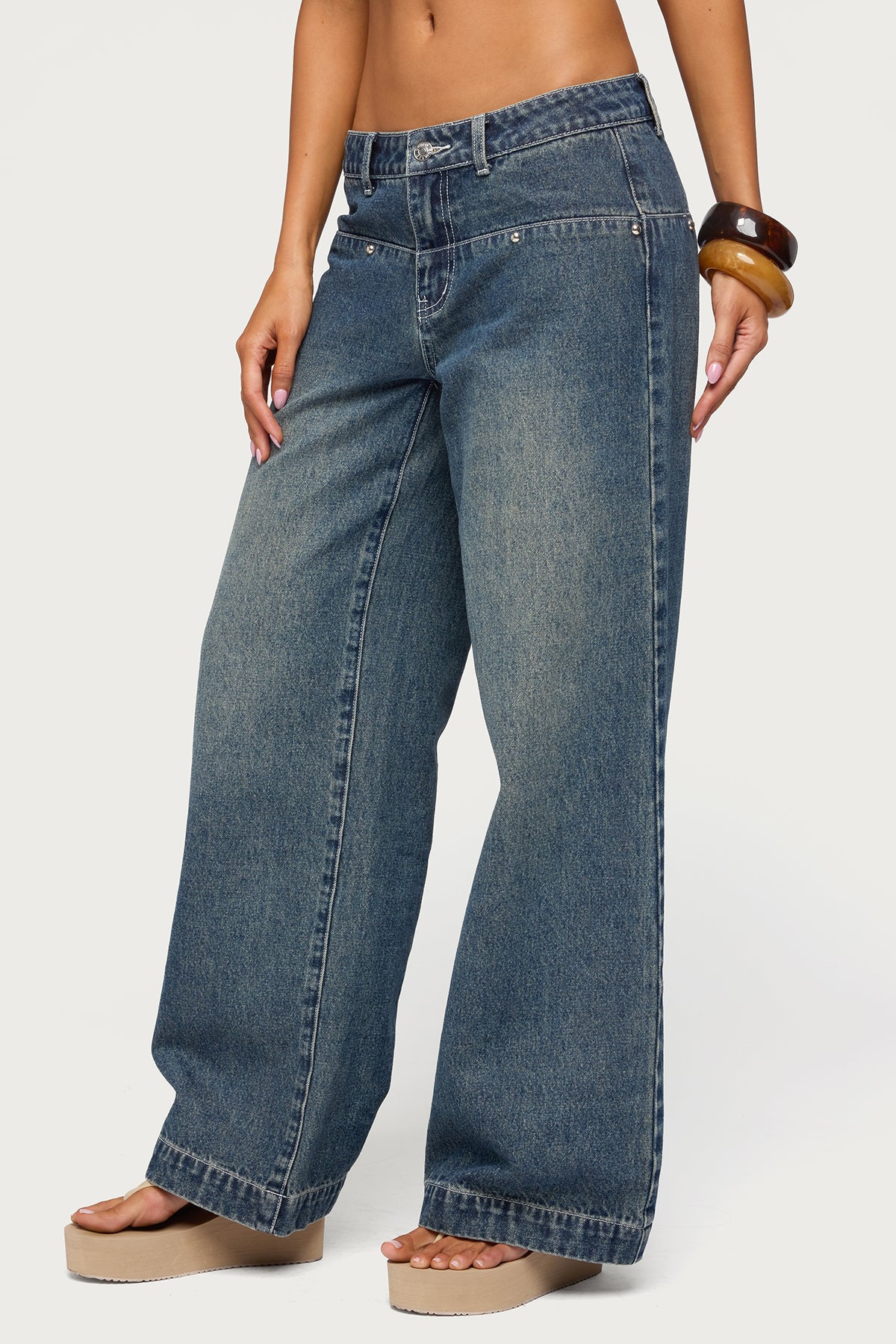 Wyn Studded Low Rise Baggy Jeans - Image 3