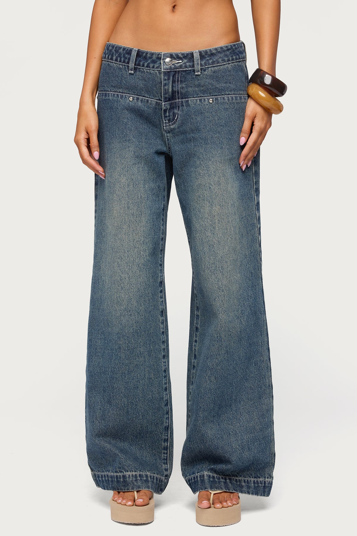 Wyn Studded Low Rise Baggy Jeans - Image 2
