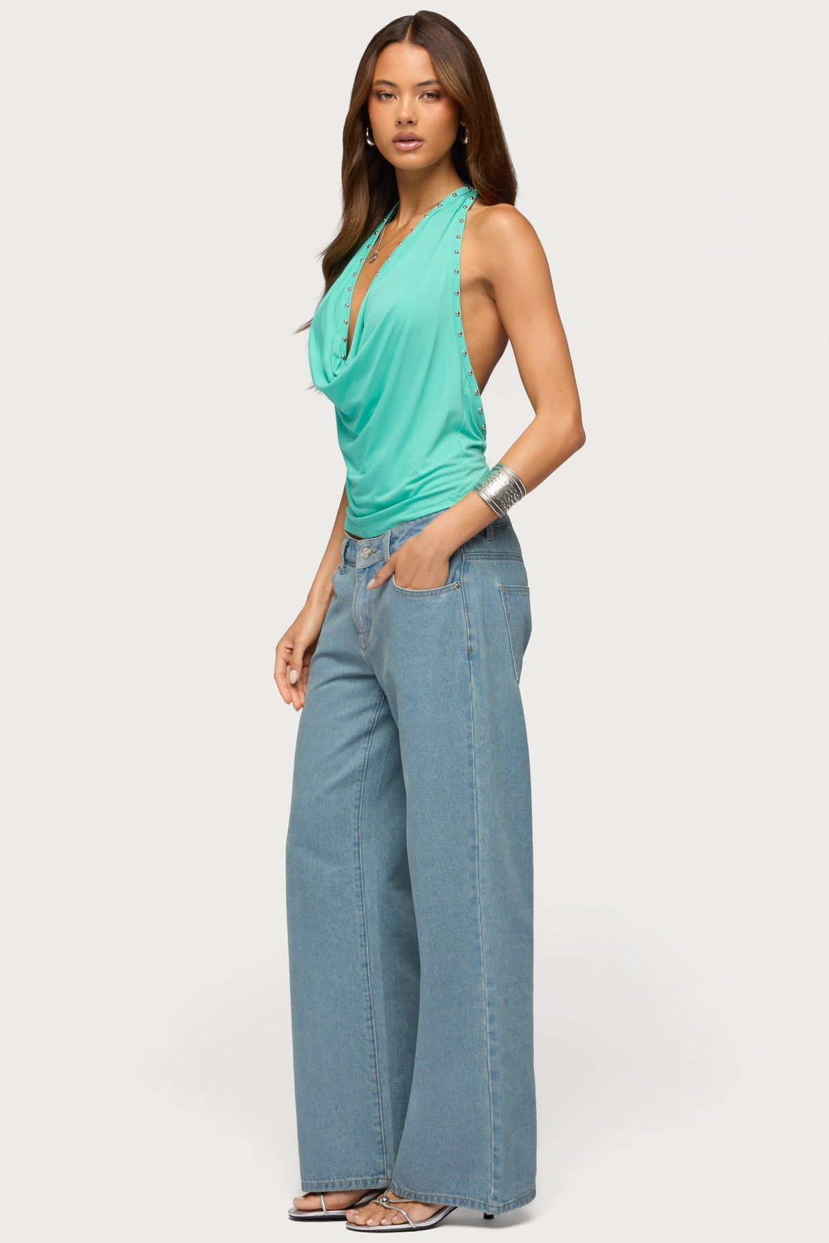 Sephie Stud Cowl Neck Halter Top - Image 4