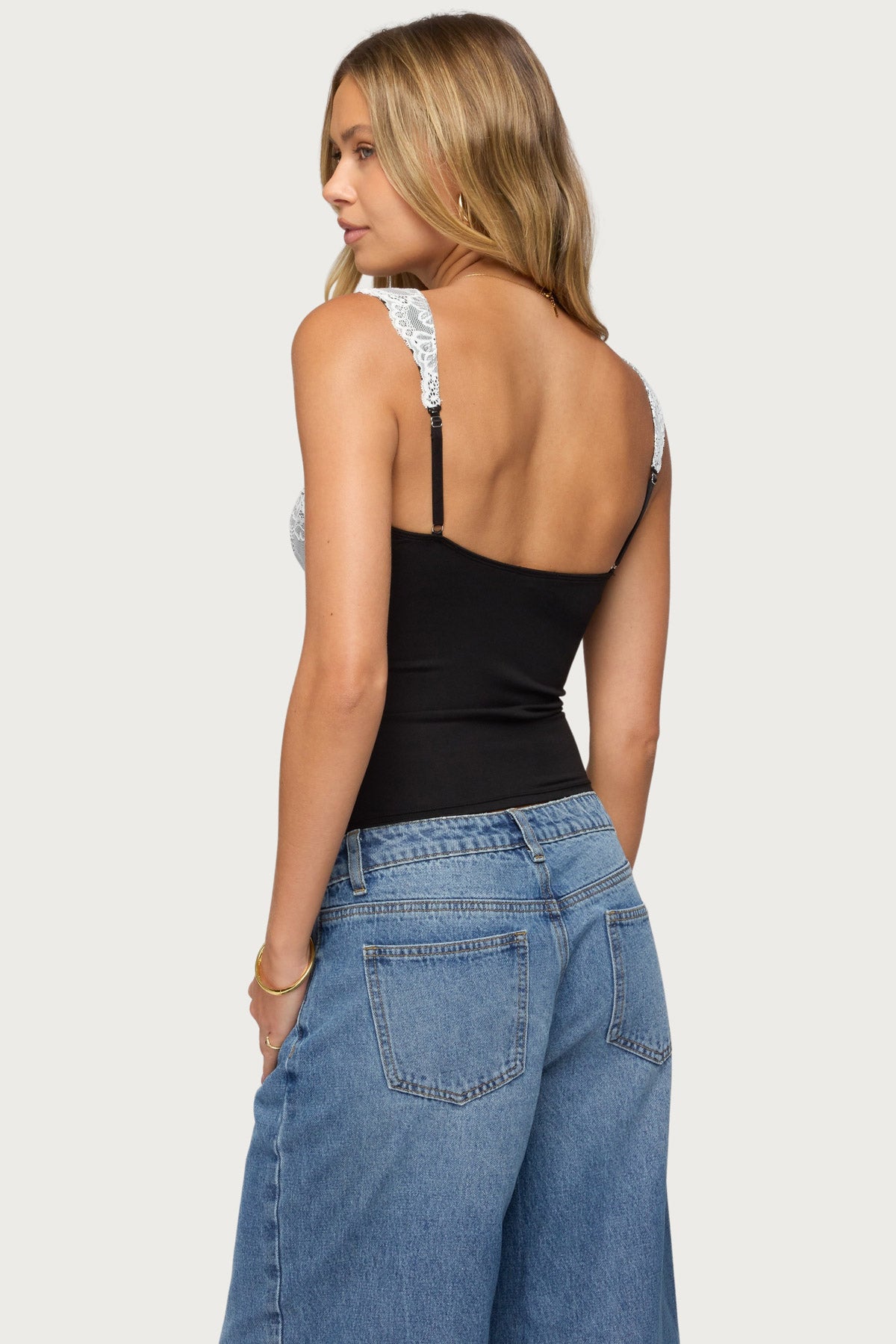 Troya Contrast Lacey Top - Image 4