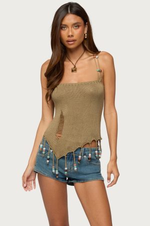 Fernie Bead Fringe Knit Top
