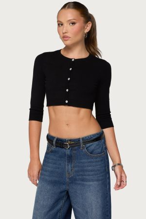 Gilba Button Up Knit Crop Top