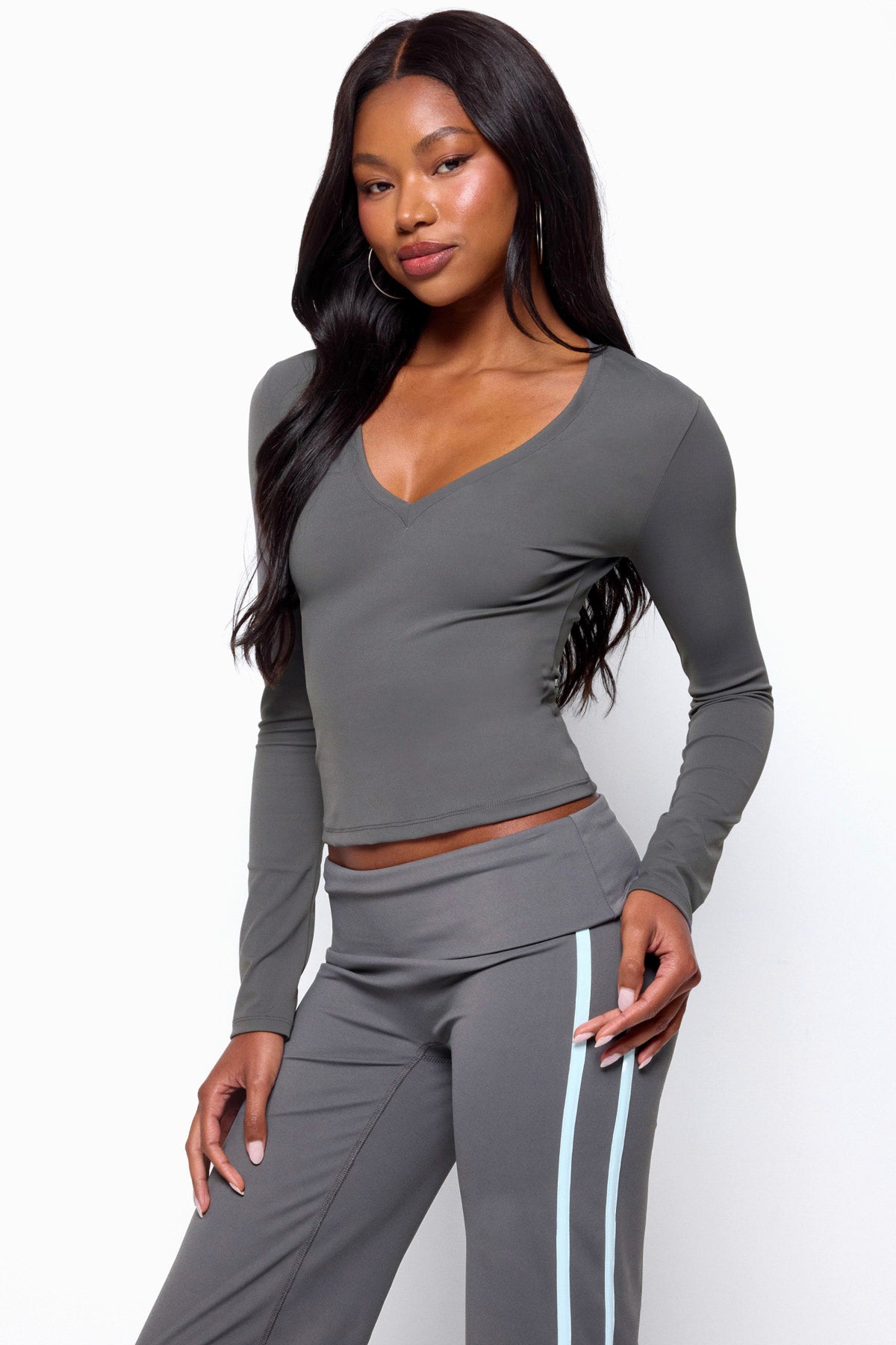 Ferne Long Sleeve V Neck Top - Image 4