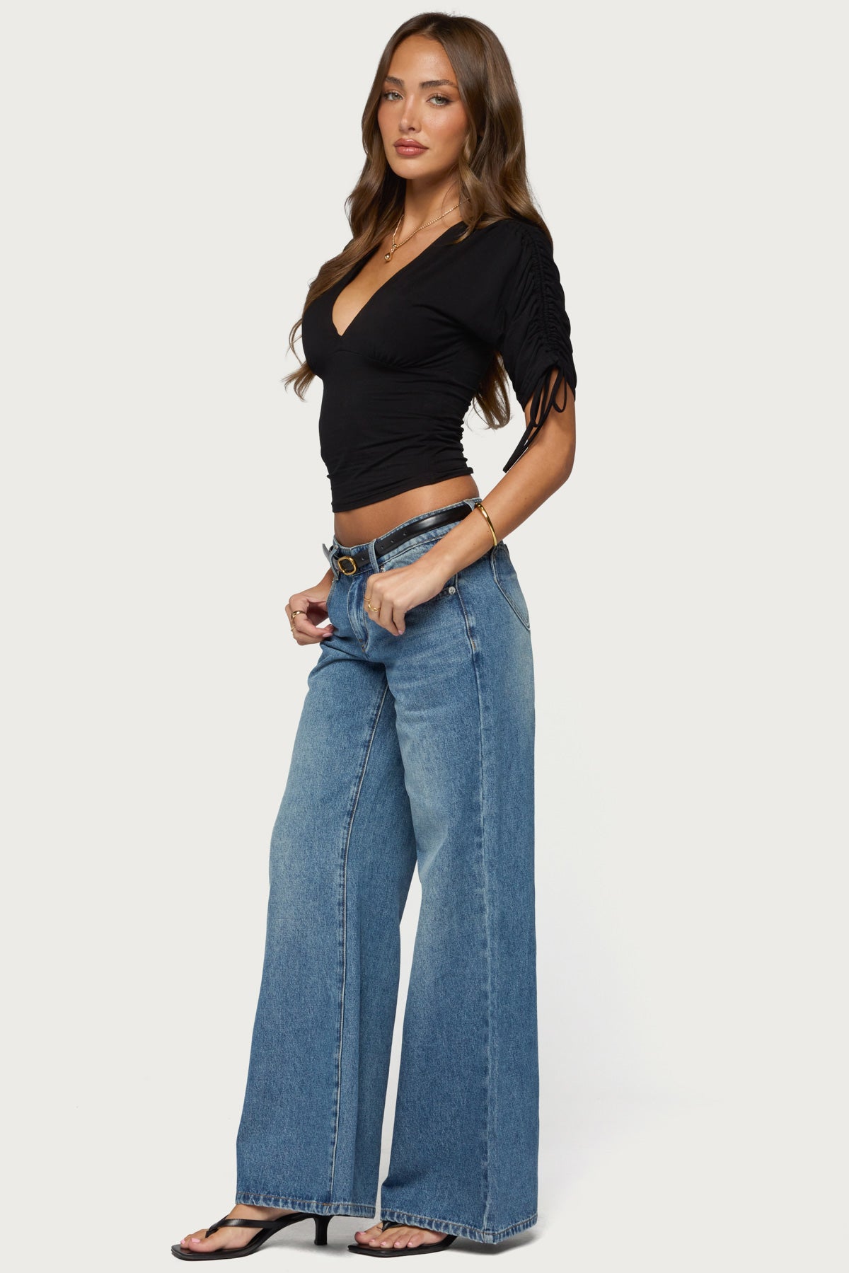 Muriel Drawstring V Neck Top - Image 4