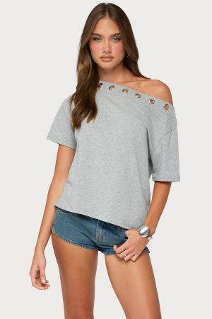 Leslee Grommet Off Shoulder T Shirt