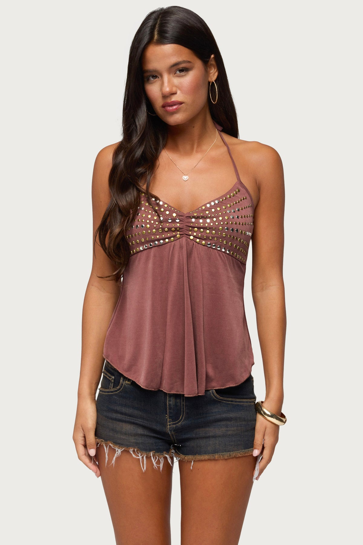 Ivana Studded Halter Top